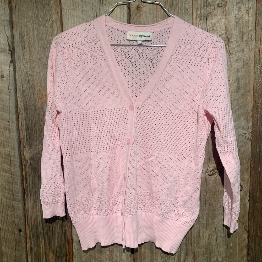 Colour Eighteen Cute Pink Cardigan size Medium